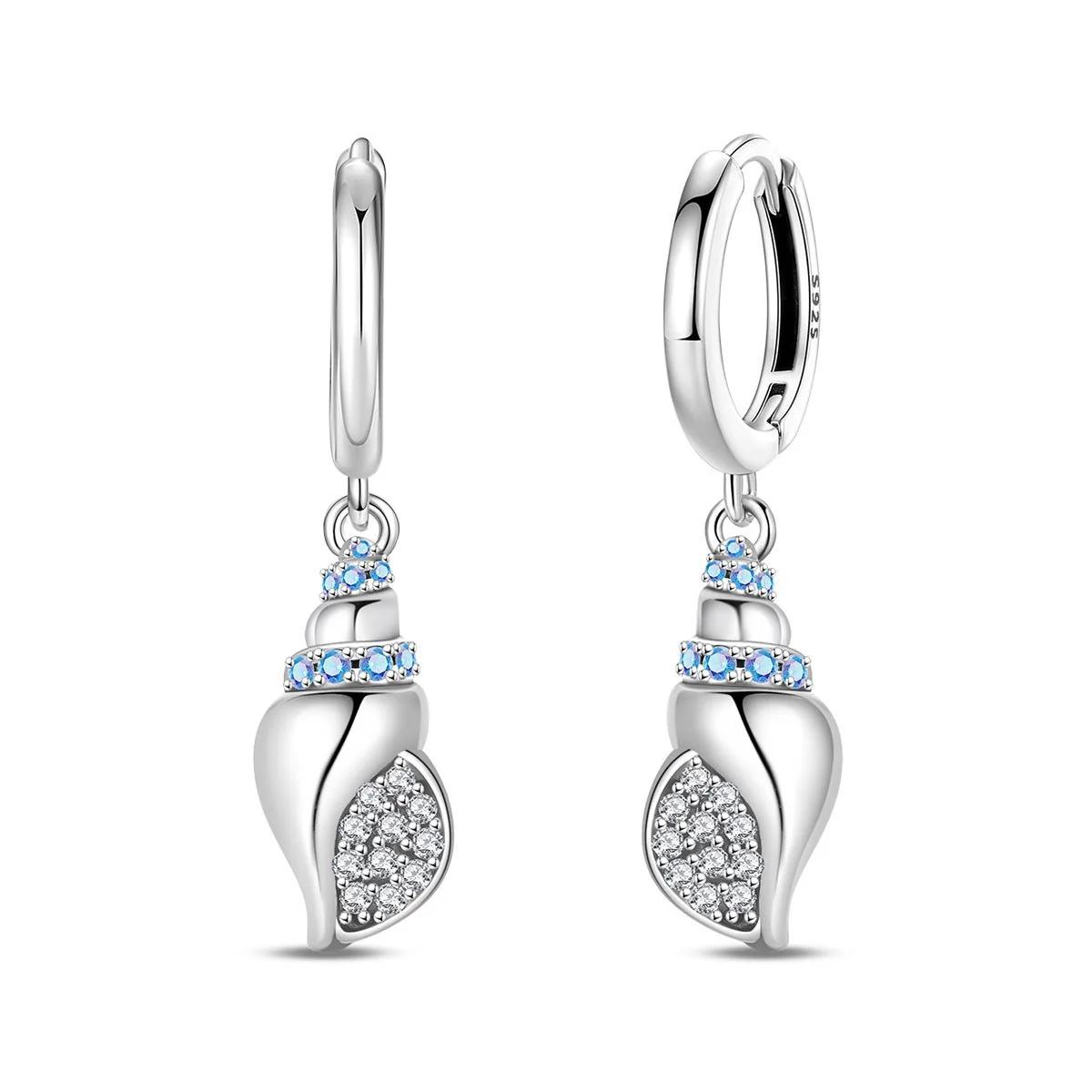 Sparkling Seashell Hoop Earrings