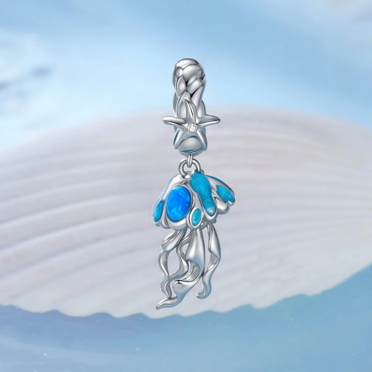 Ocean Blue Jellyfish Dangle Charm