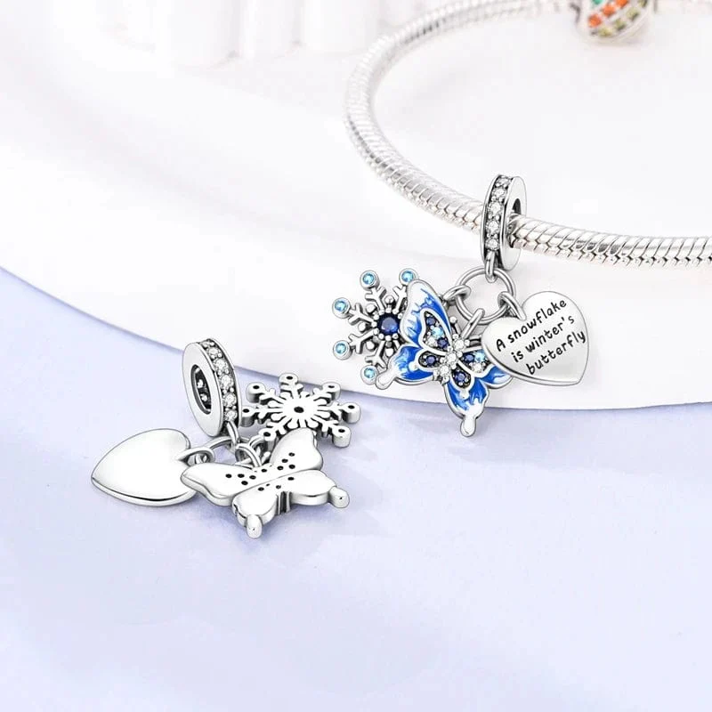 Winter Snowflake Butterfly Dangle Charm