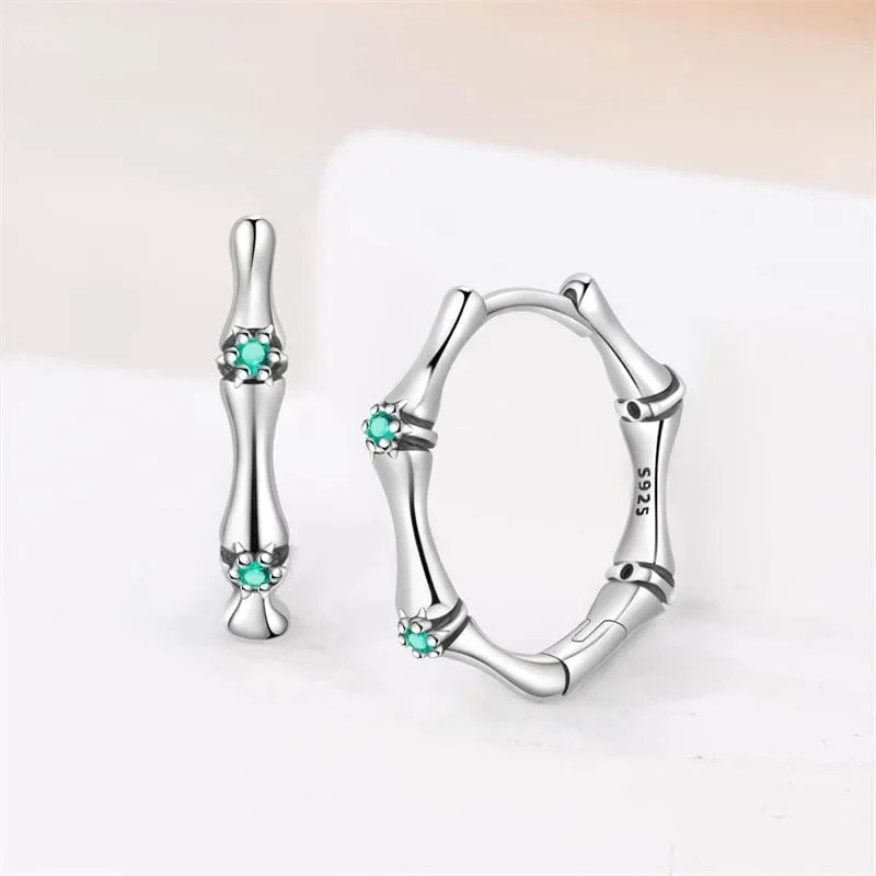 Silver Bamboo Hoop Earrings