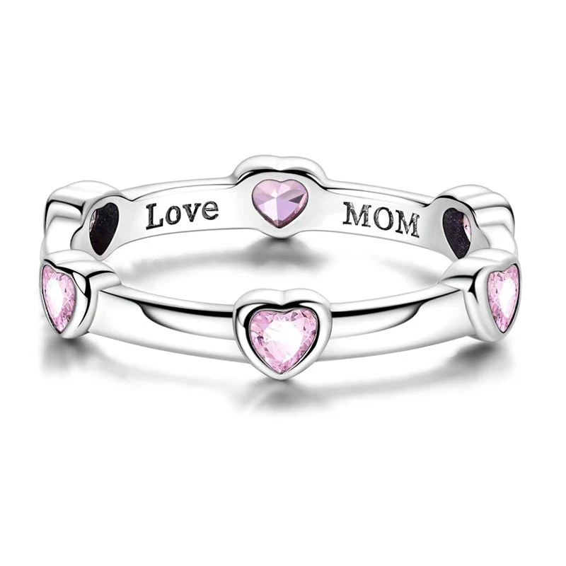 Mom’s Love Heart Gemstone Band Ring