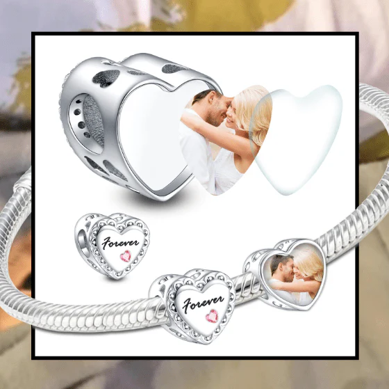 Personalized Forever Pink Heart Photo Charm