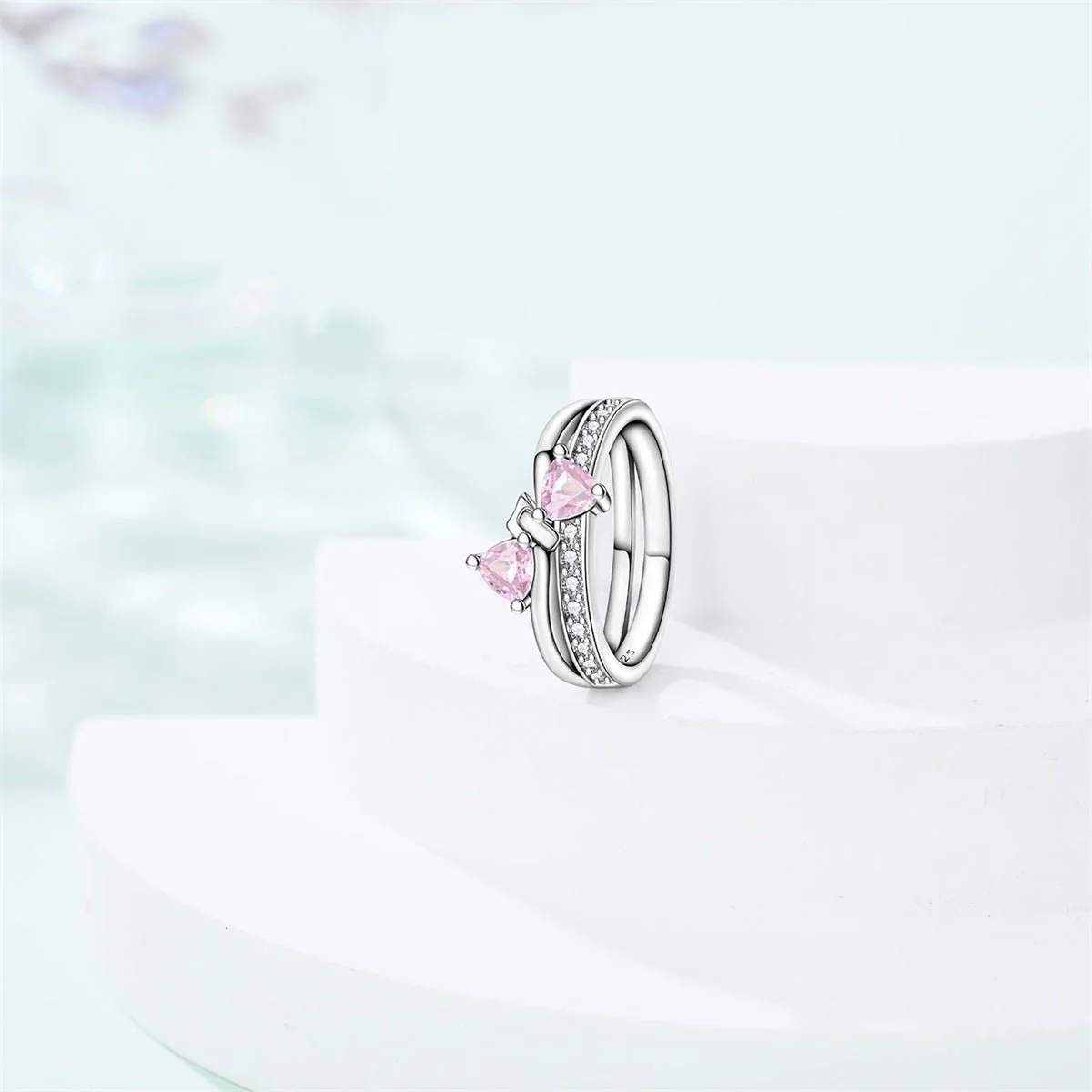 Pink Bow Gemstone Ring