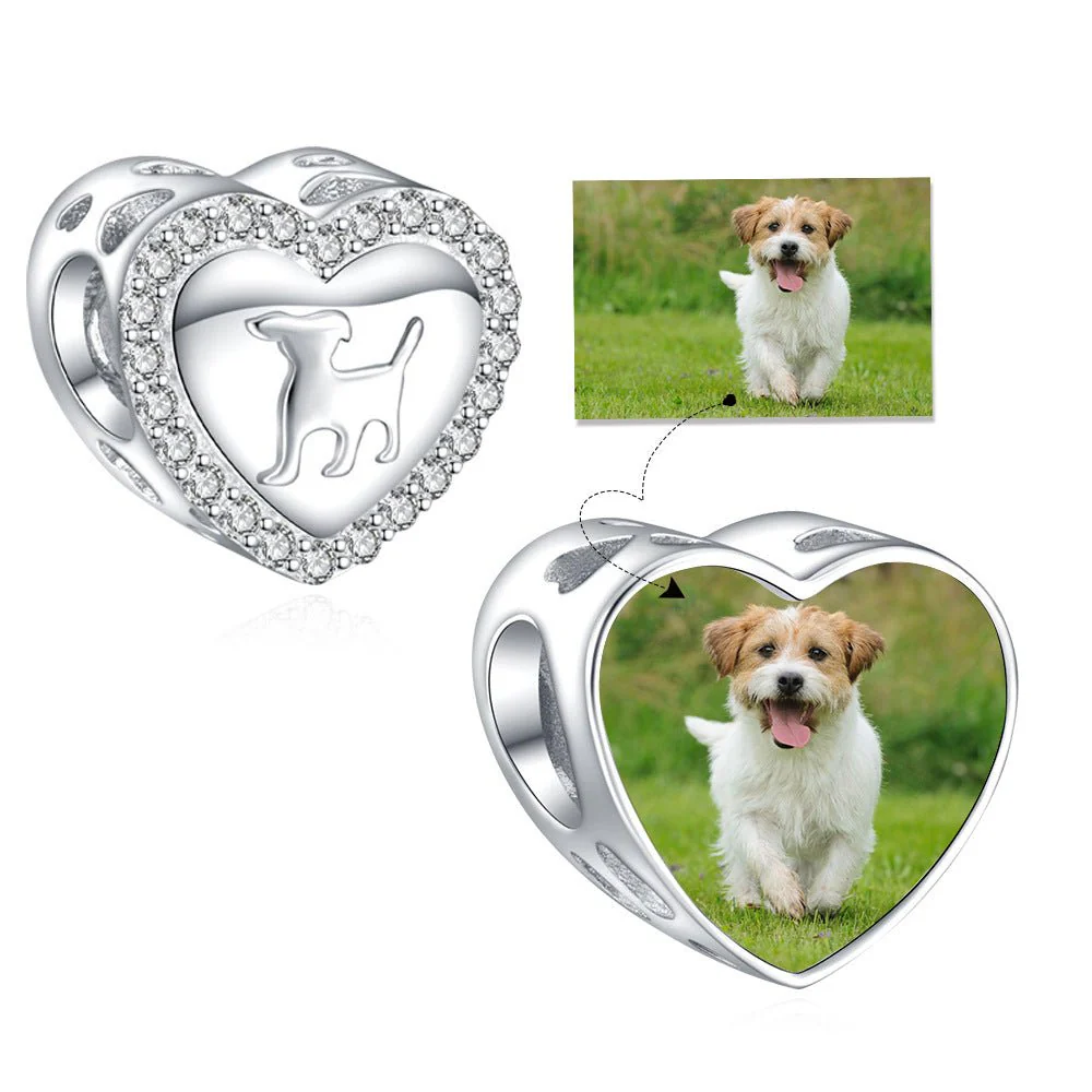Personalized Dog Photo Heart Charm