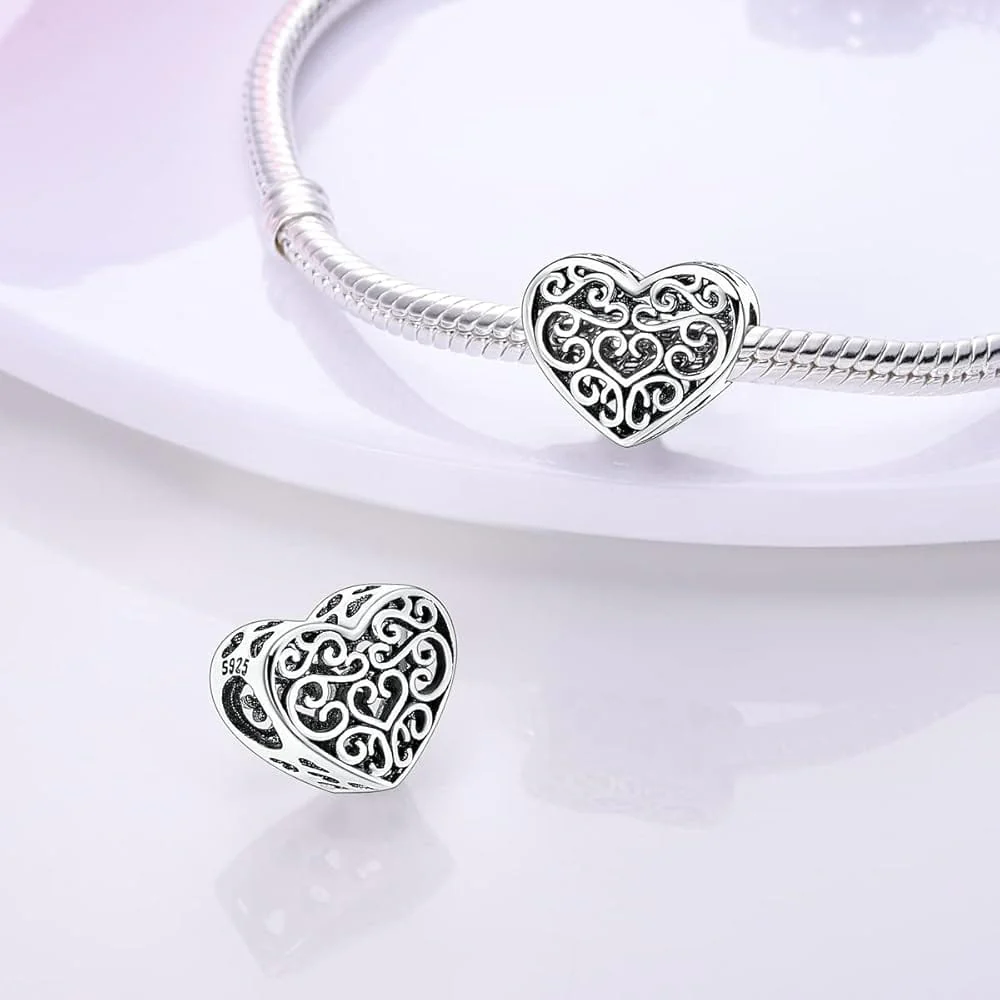 Heart Flower Charm