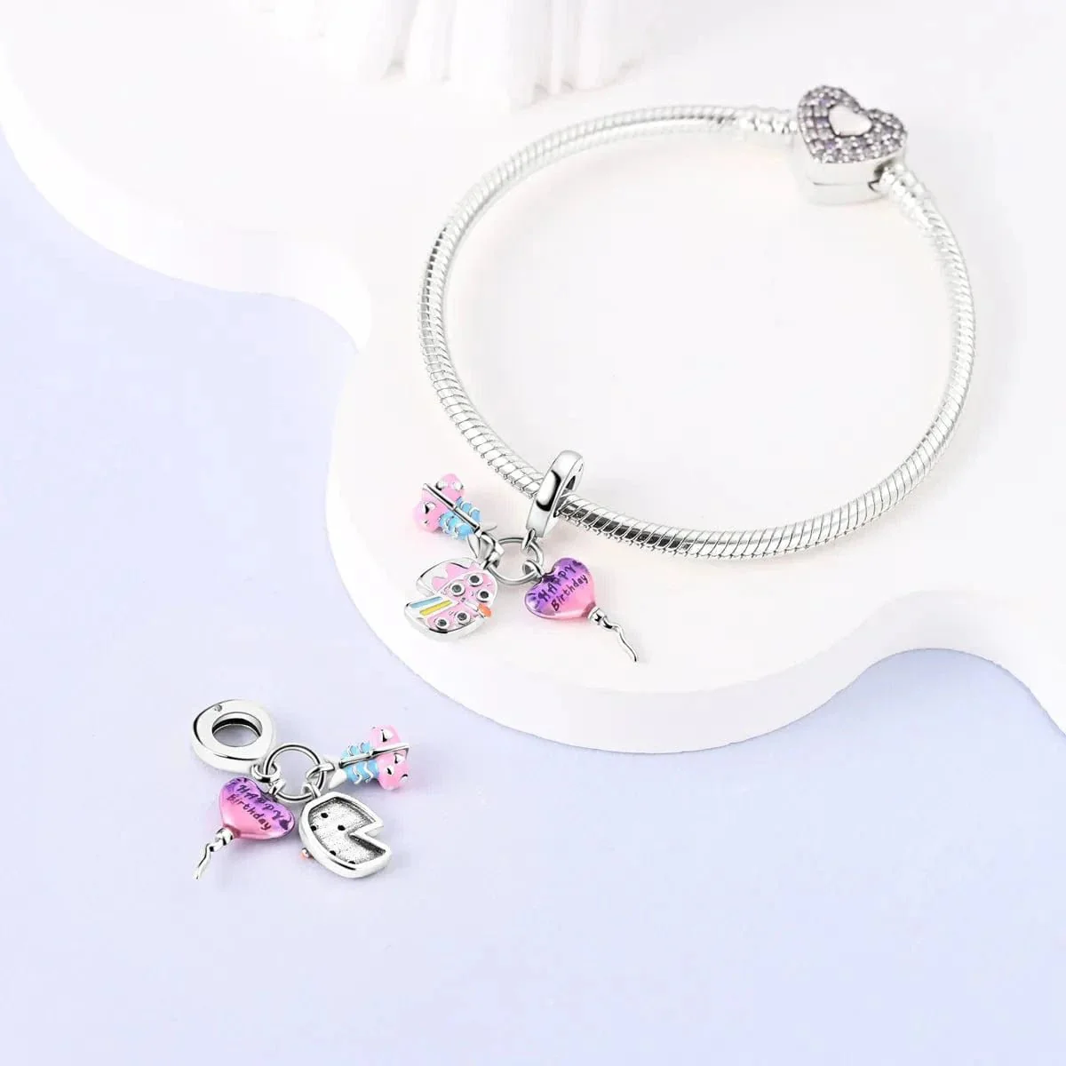 Pink Birthday Cake Dangle Charm