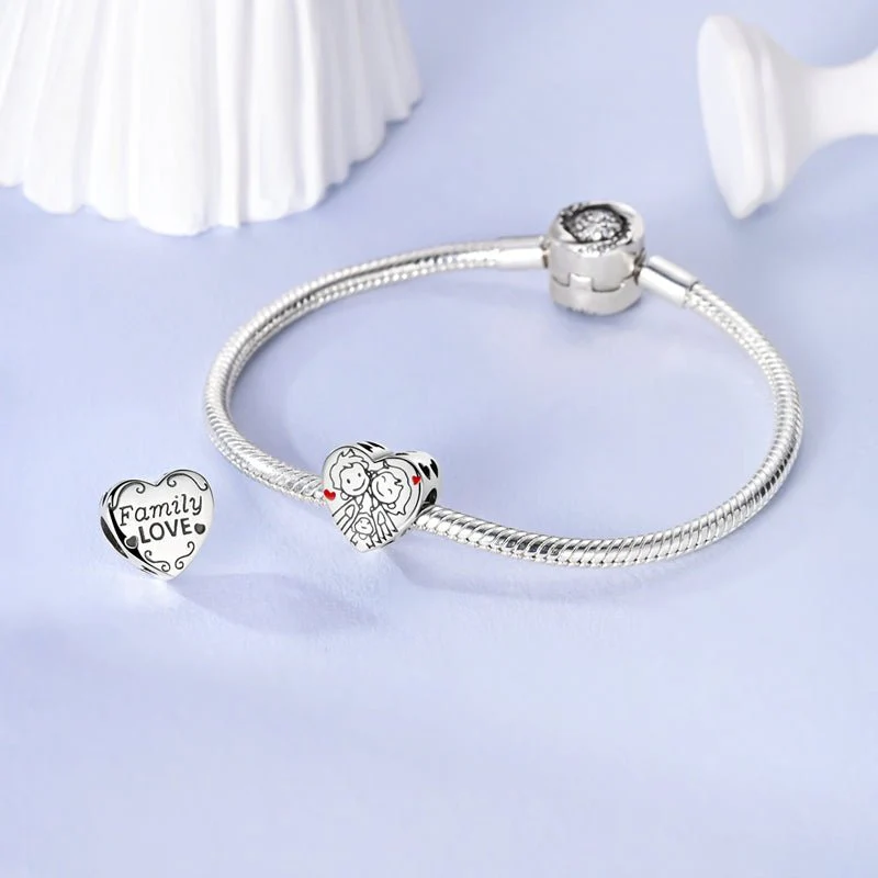 Family Love Heart Charm
