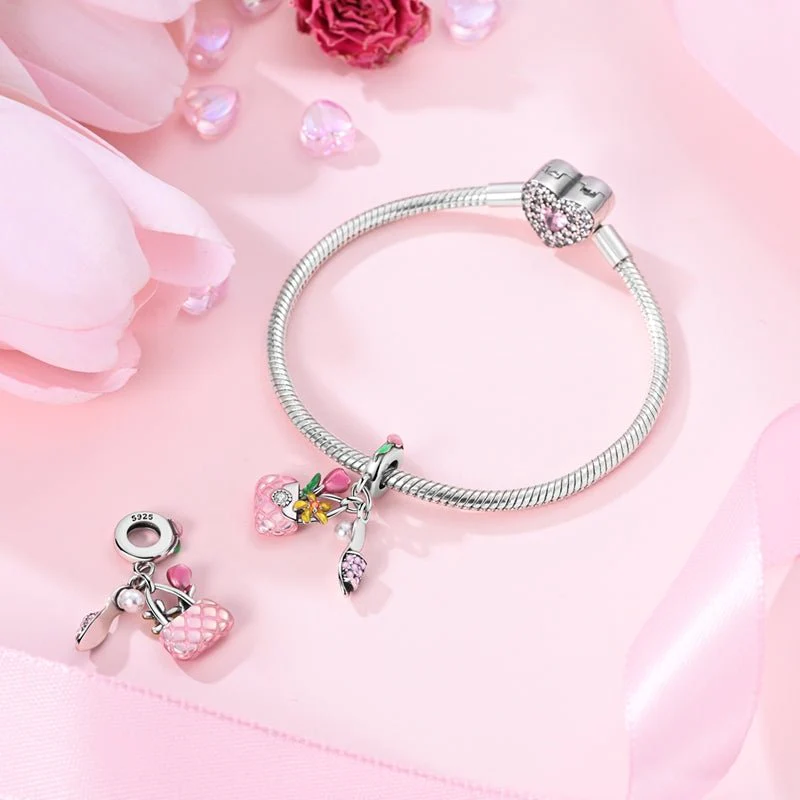 Chic Handbag & High Heel Dangle Charm