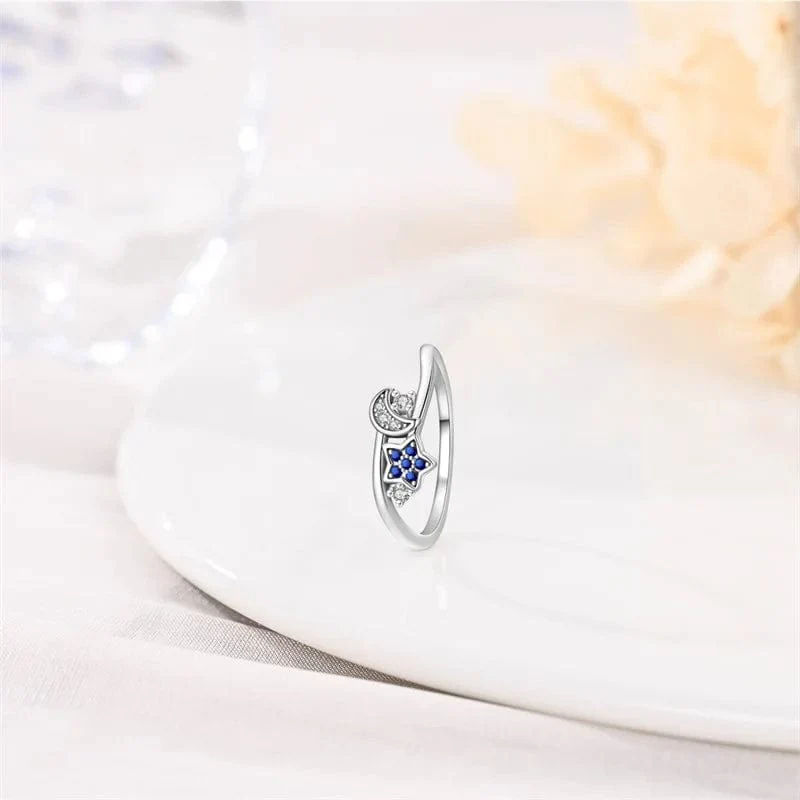 Moon & Star Crystal Ring