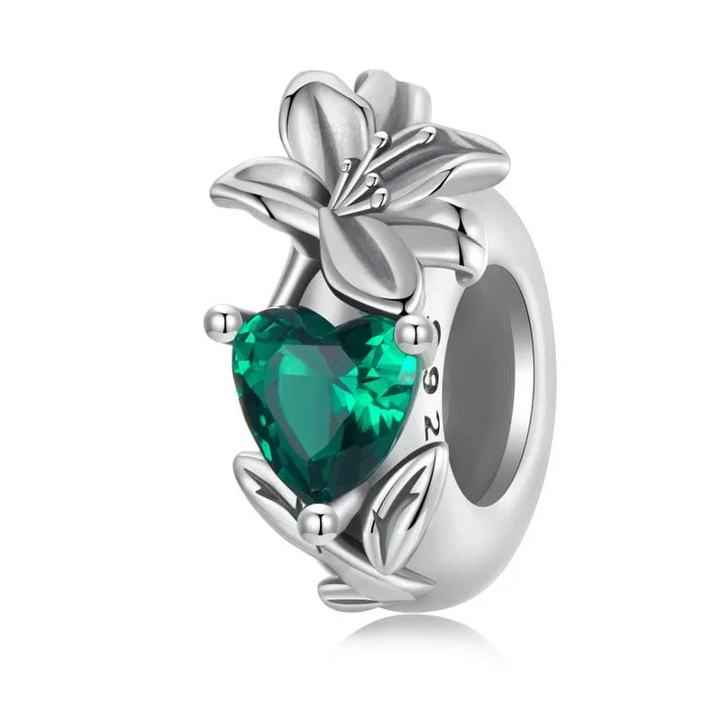 Floral Heart Birthstone Charms