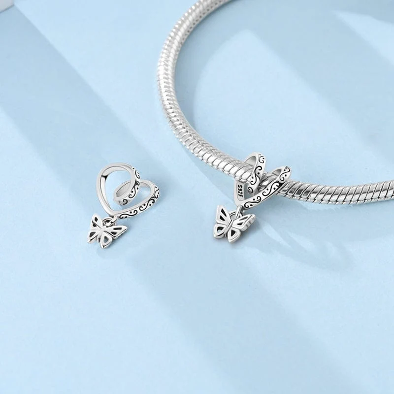 Heart Swirl Butterfly Charm