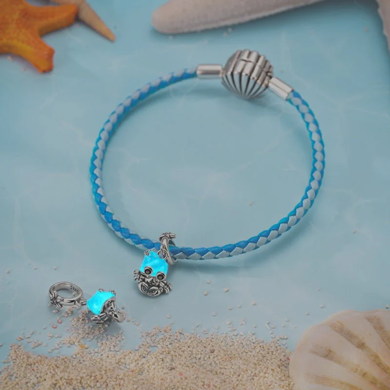 Glow in the Dark Luminous Crab with Starfish Dangle Charm