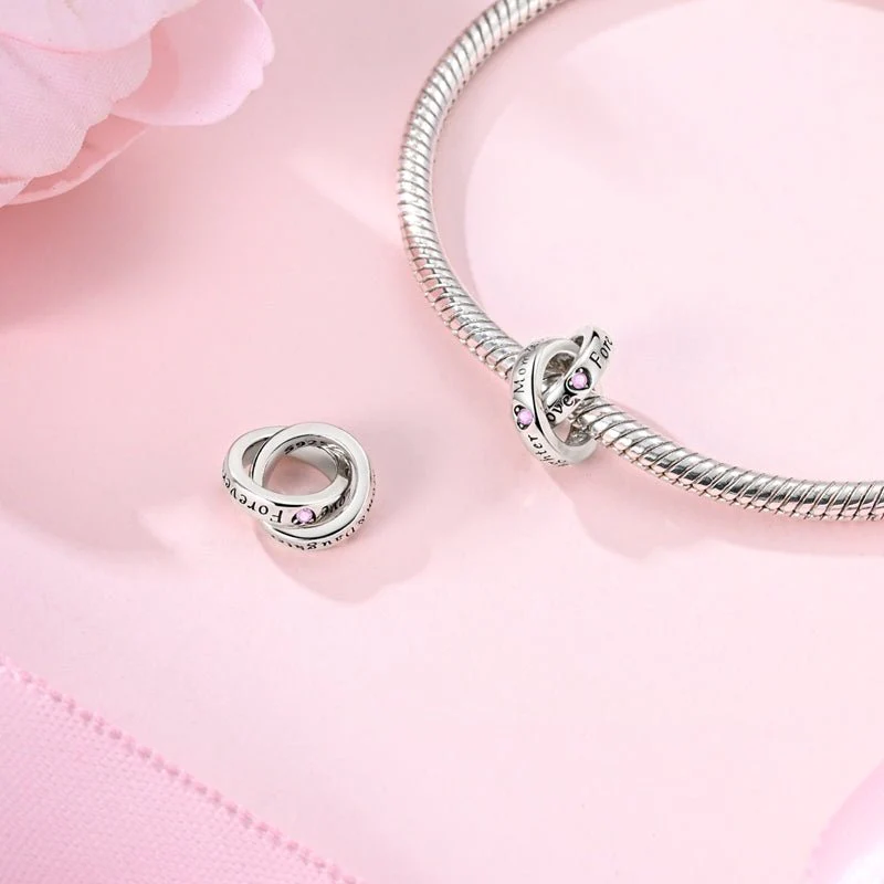 Mom & Daughter Forever Love Interlocking Rings Charm