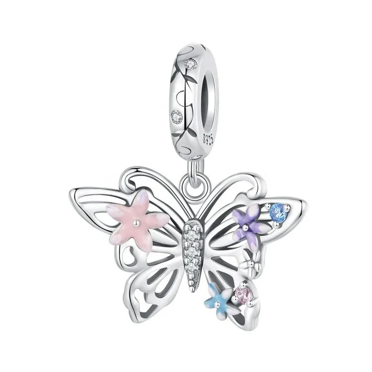 Floral Butterfly Dangle Charm
