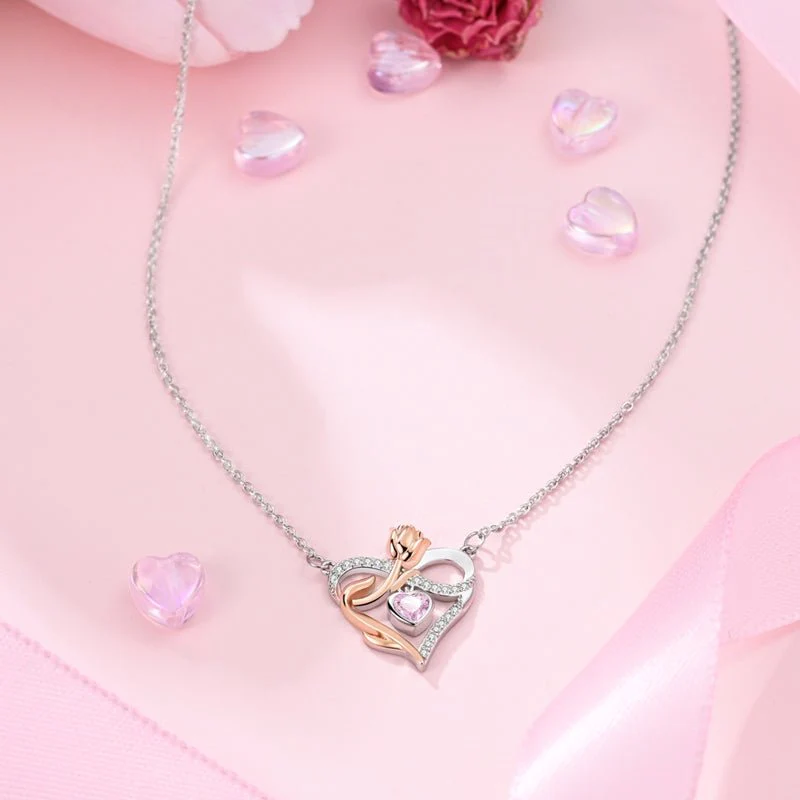 Rose & Heart Infinity Necklace