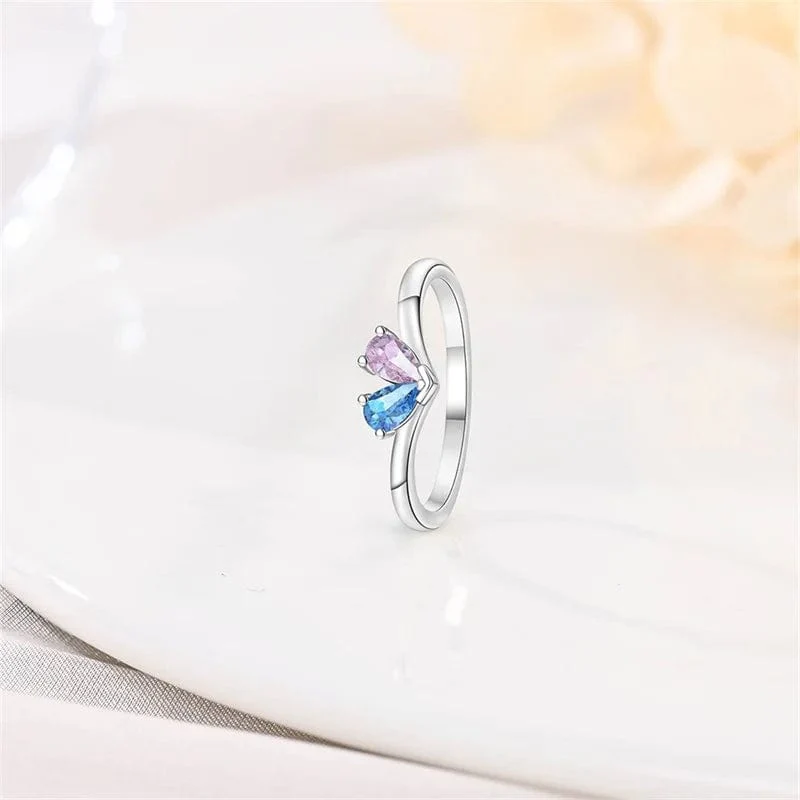 Dual Teardrop Gemstone Ring