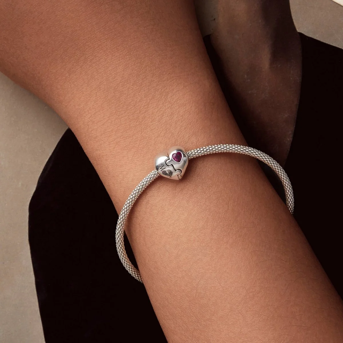 Mom & Daughter Puzzle Heart Charm