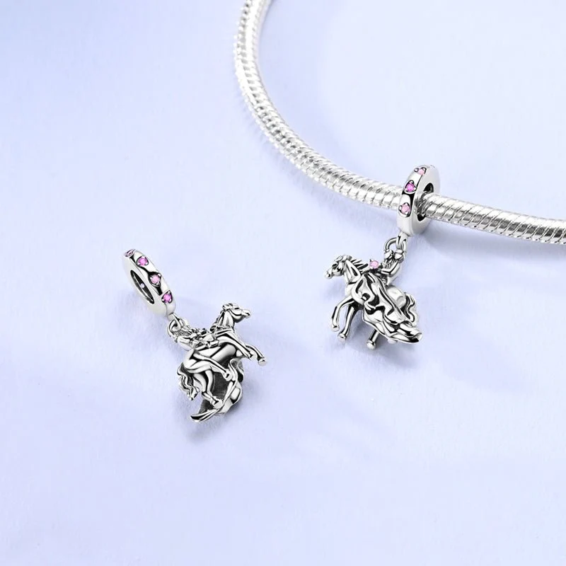 Romantic Horse & Rider Dangle Charm
