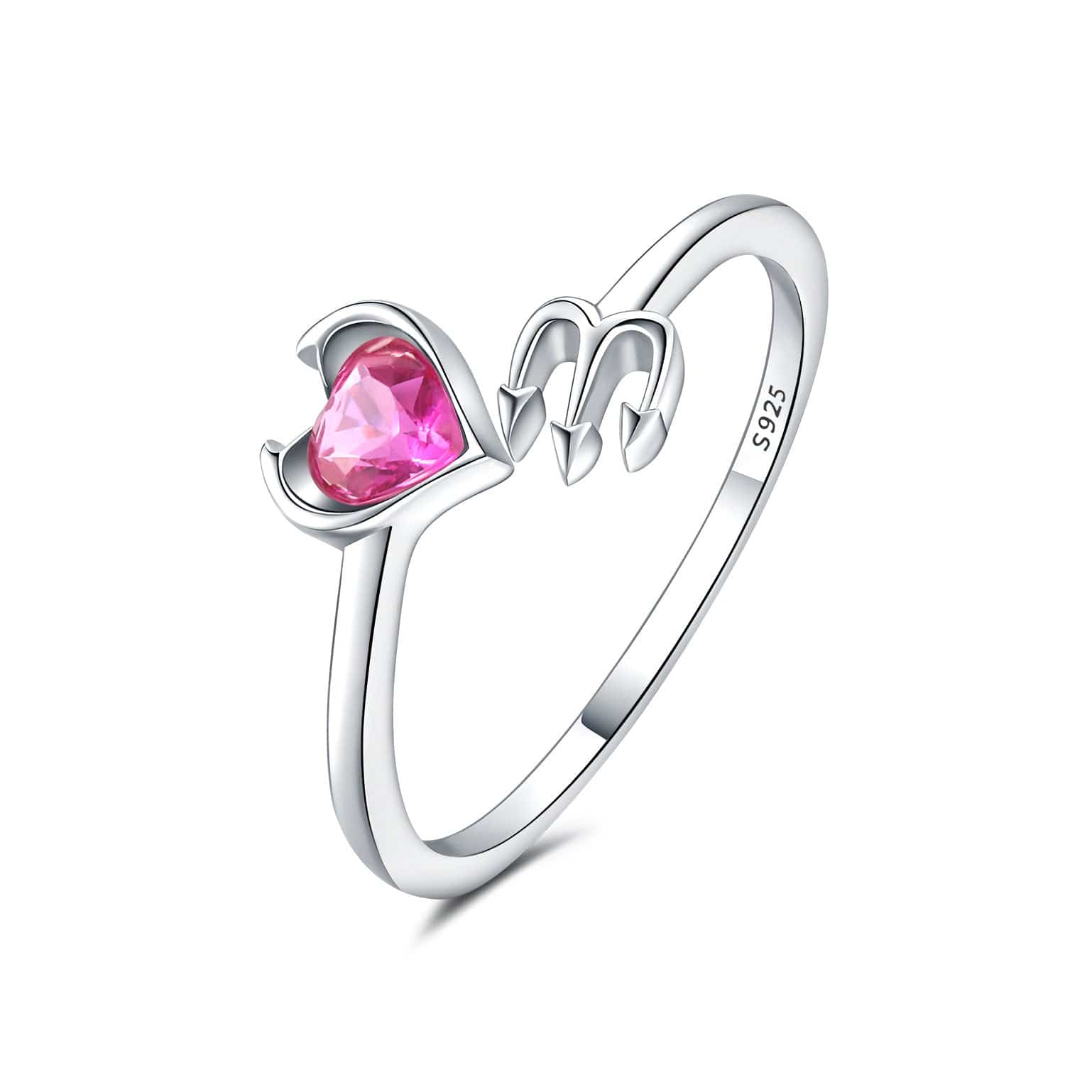 Heart & Trident Sterling Silver Promise Ring