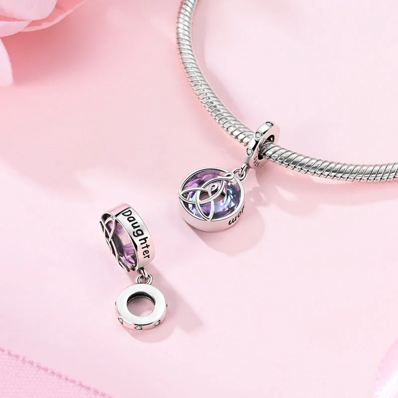 Eternal Love Celtic Knot & Crystal Mom Dangle Charm