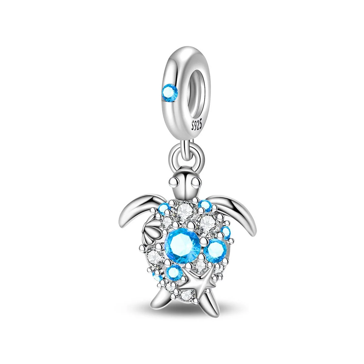 Blue Crystal Sea Turtle Dangle Charm