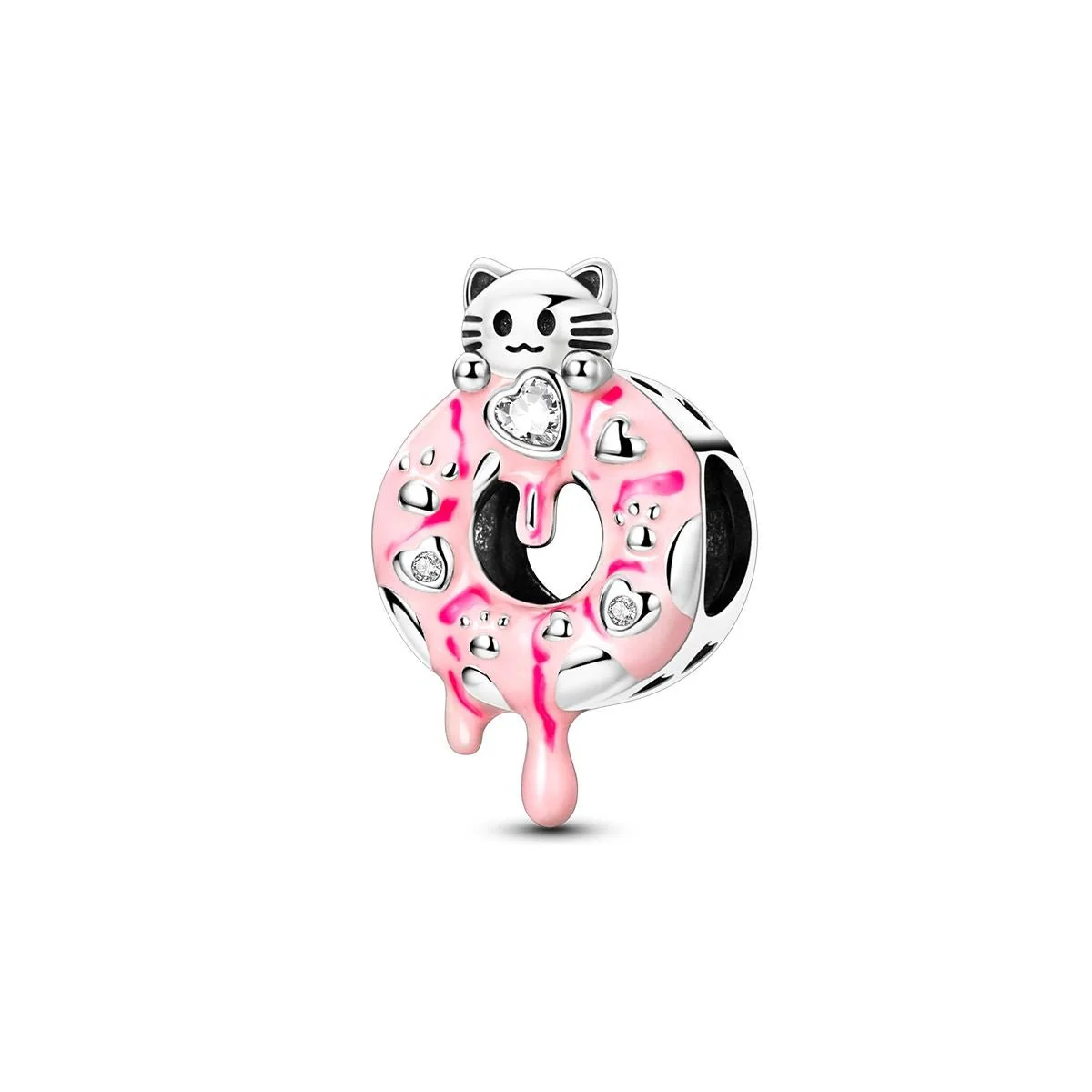 Pink Donut Cat Charm