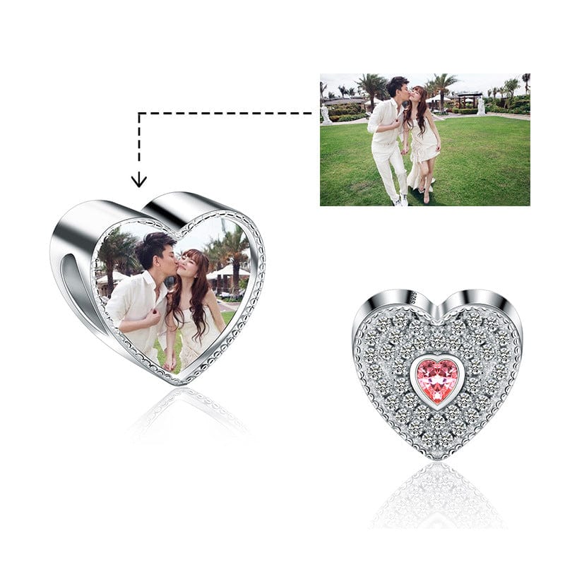 Personalized Sparkling Heart Photo Charm