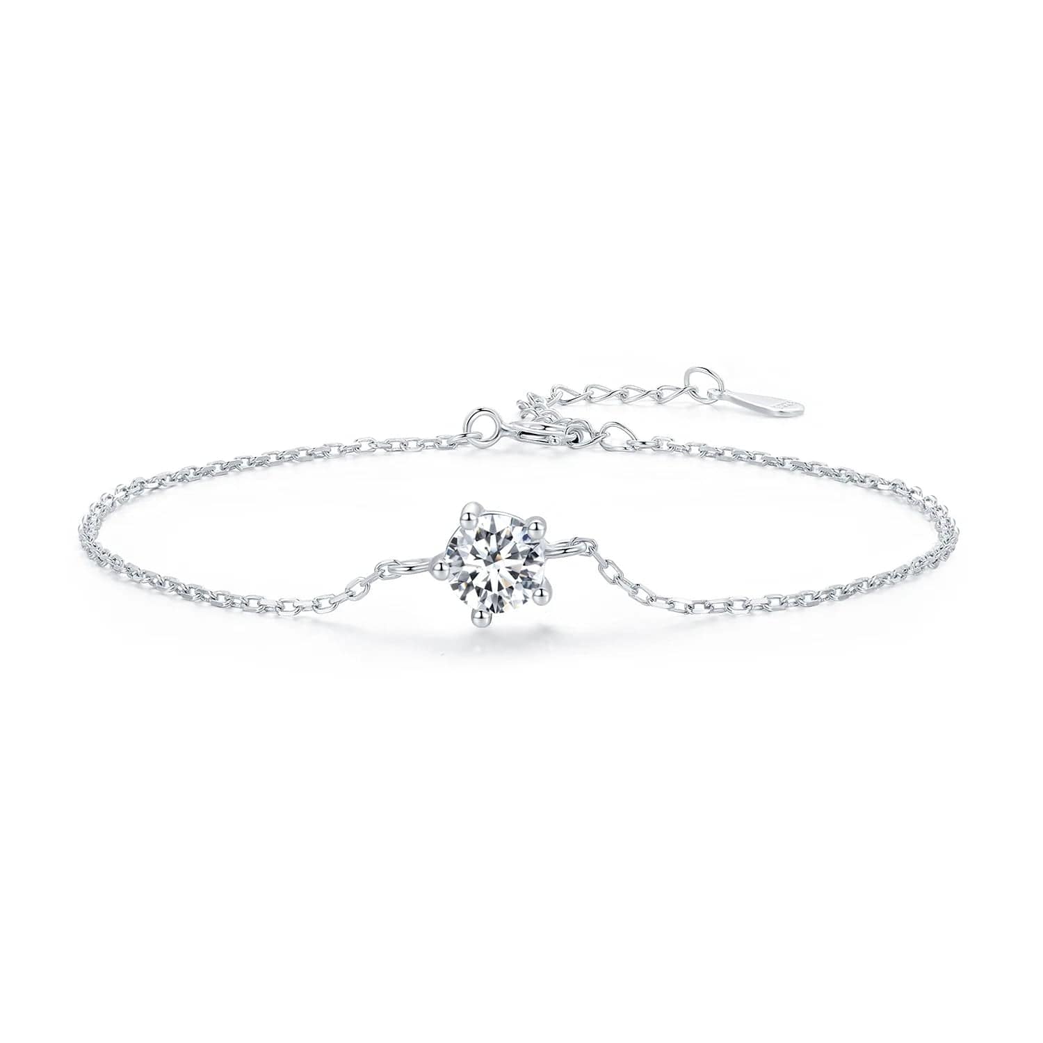 Pangama Solitaire Sterling Silver Moissanite Bracelet