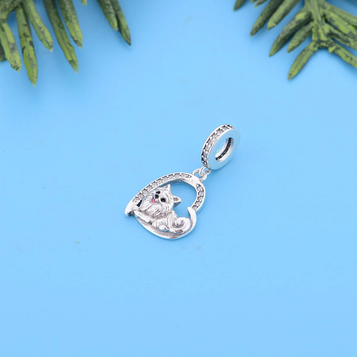 Pomeranian Dog Heart Charm