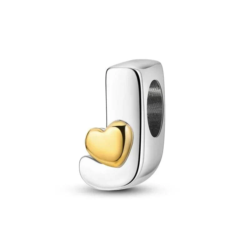 Gold Heart Letter A~Z Alphabet Charm