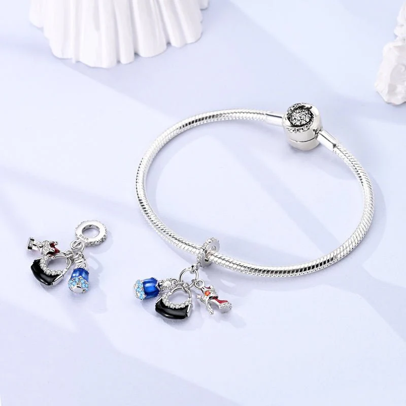 Dress, Purse & Red Slipper Triple Dangle Charm