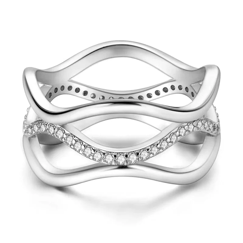Wave Shaped Silver Ring