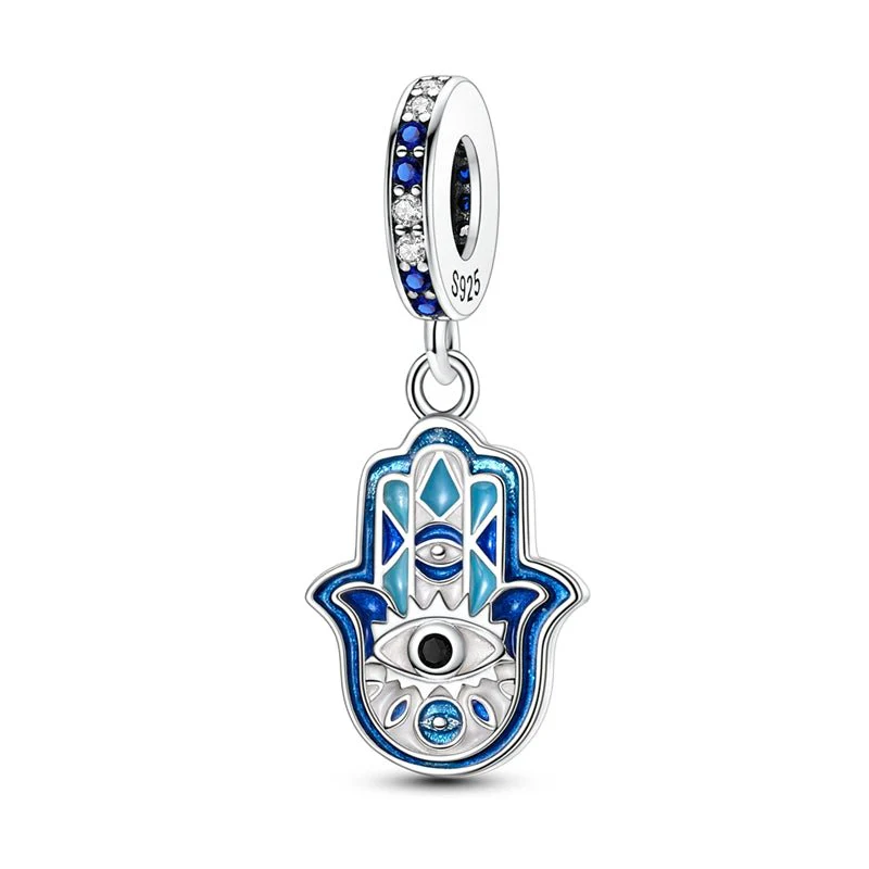 Hamsa Hand with Evil Eye Dangle Charm