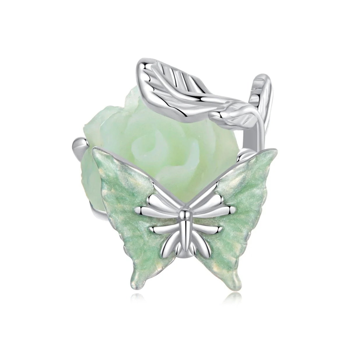 Green Butterfly & Rose Charm