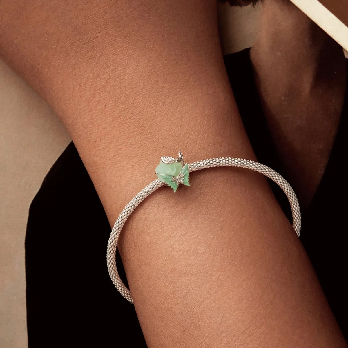 Green Butterfly & Rose Charm