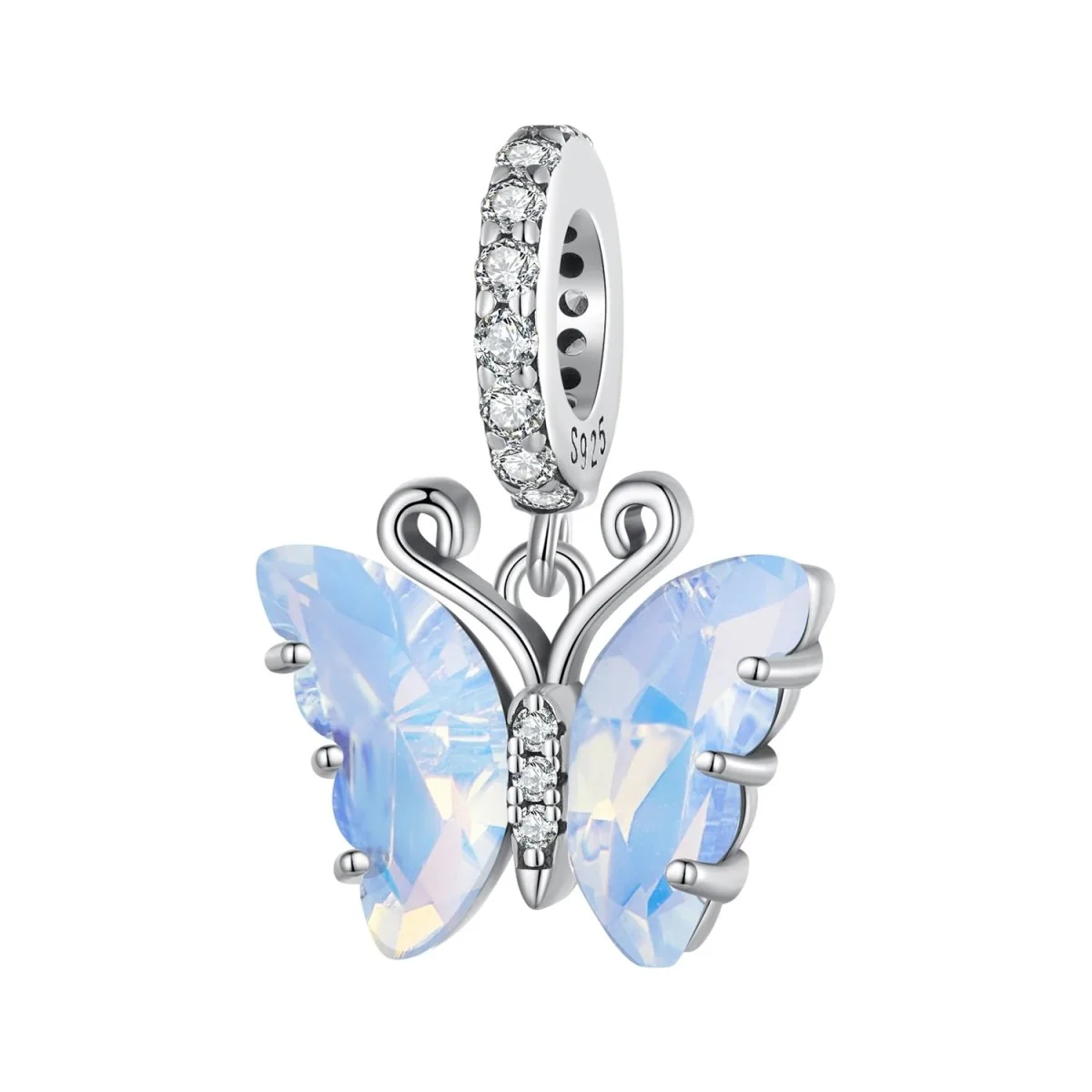Blue Murano Glass Butterfly Dangle Charm