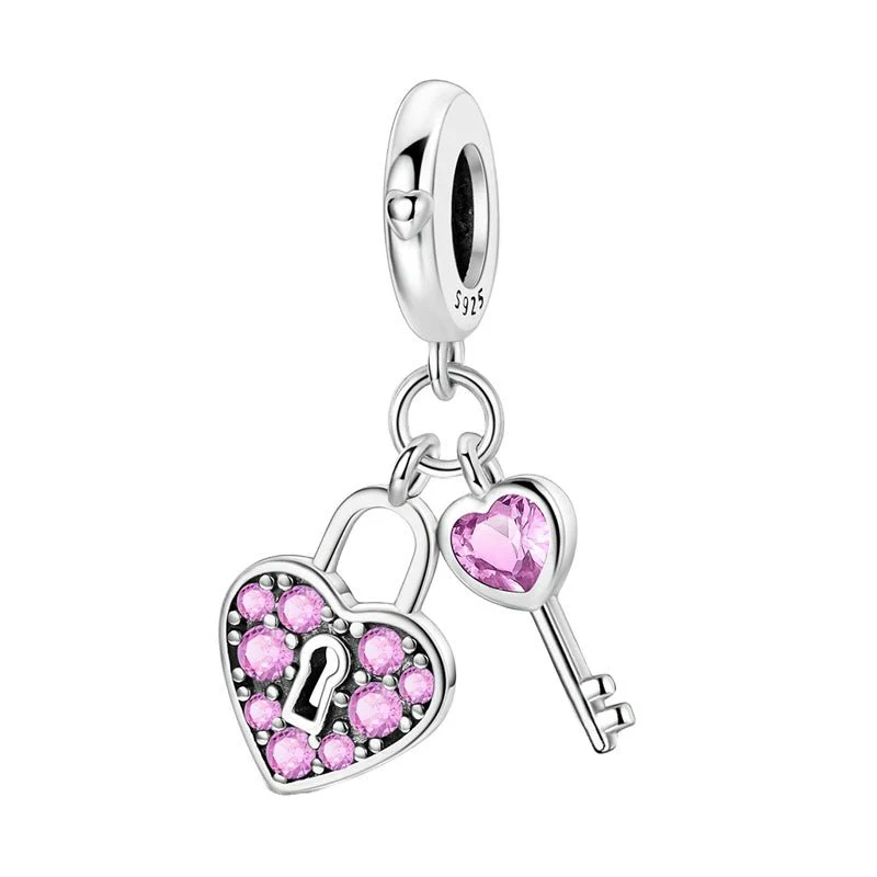 Heart Padlock Double Dangle Charm