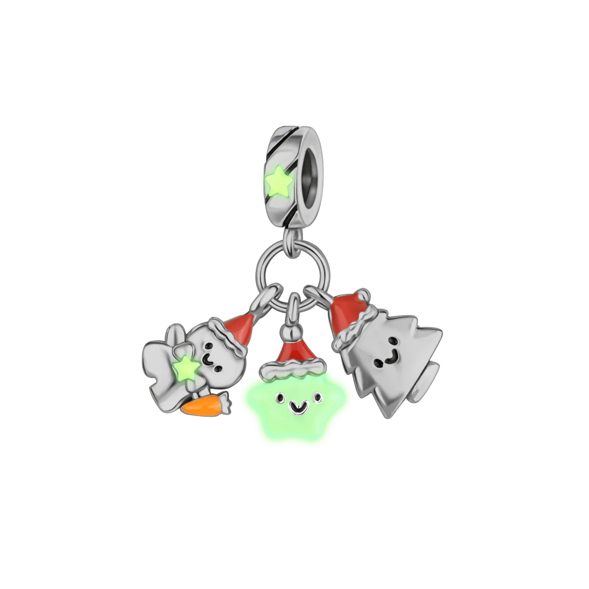 Festive Trio Charm – Snowman, Christmas Tree, and Star