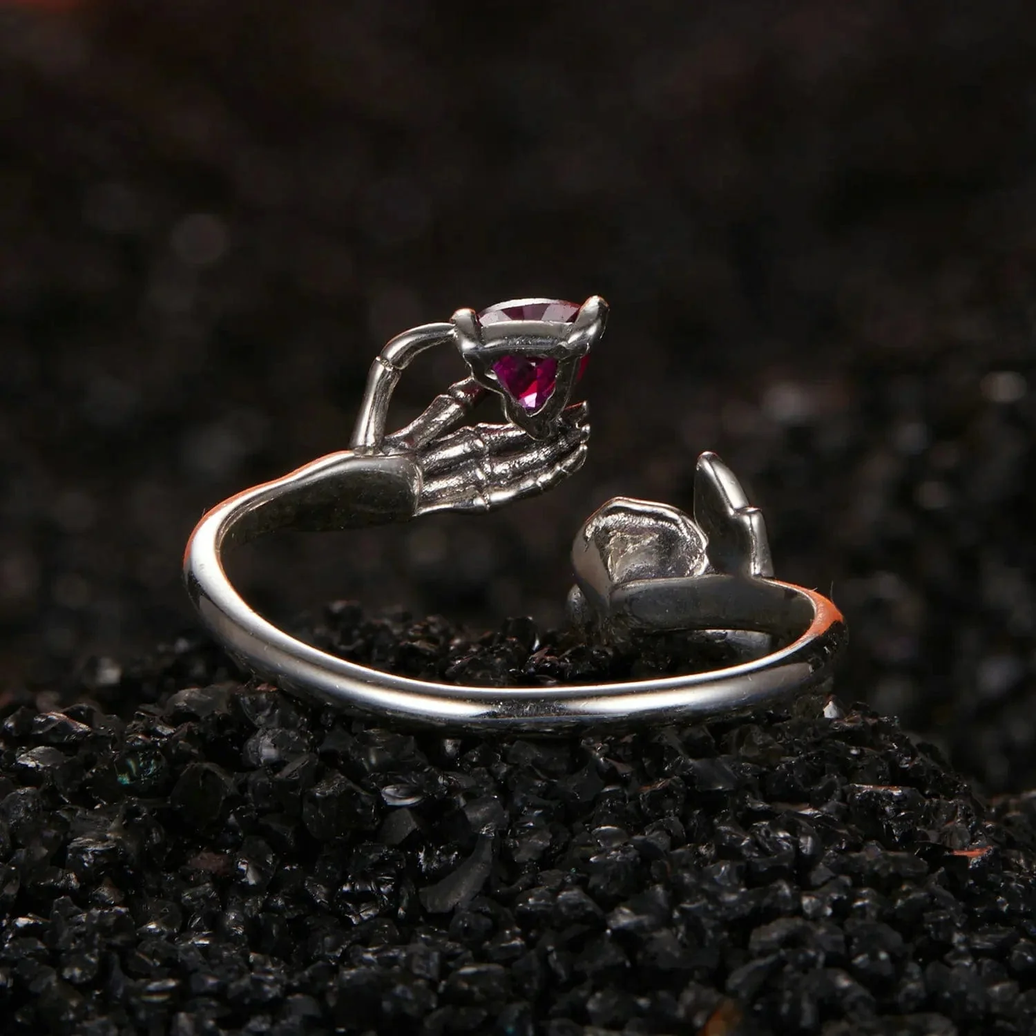 Skeleton Hand & Rose Ring