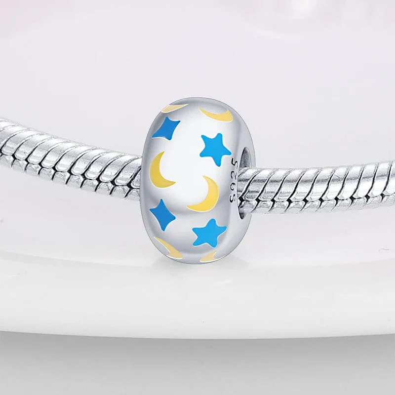 Glow in the Dark Luminous Stars & Moon Round Charm