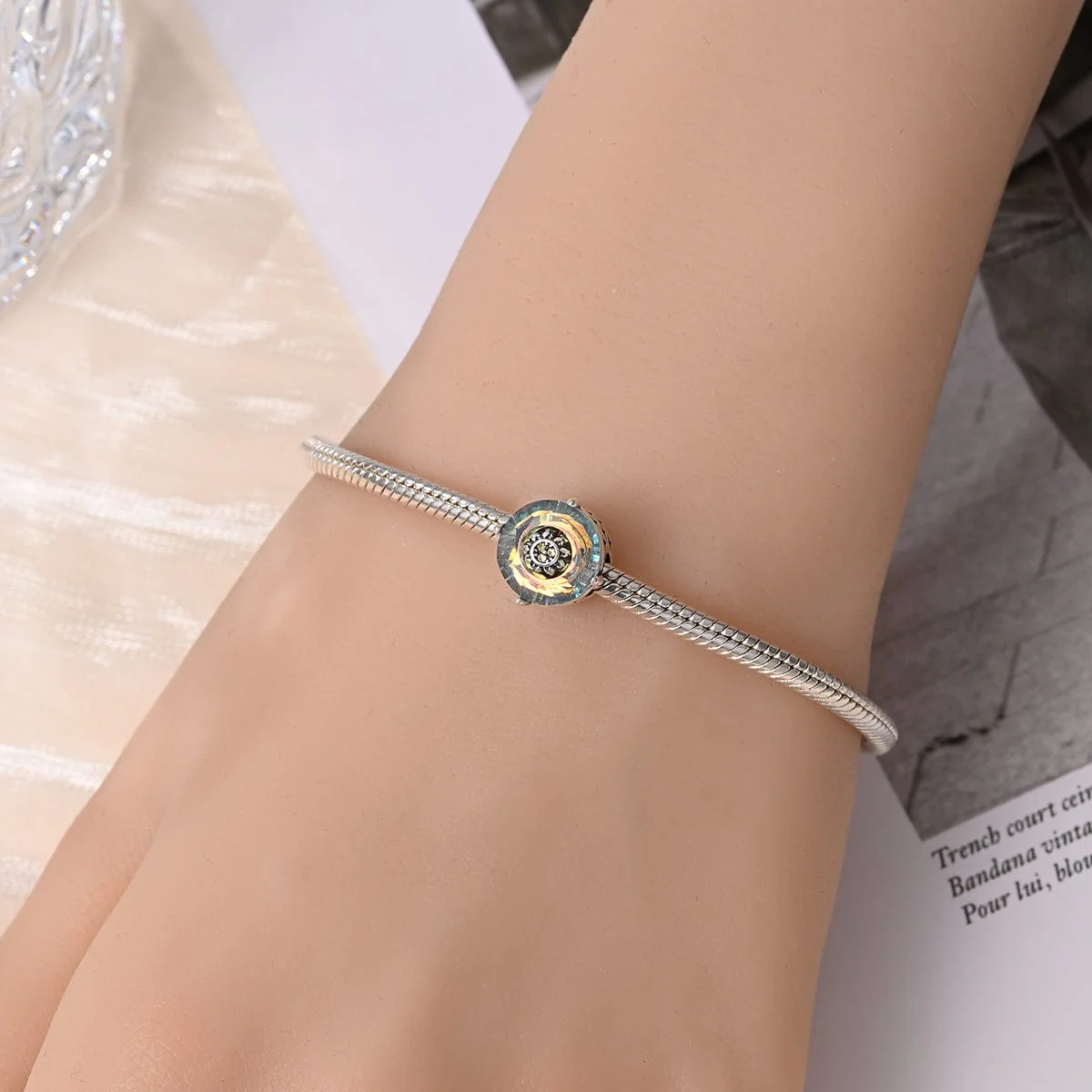 Iridescent Sunflower Crystal Charm