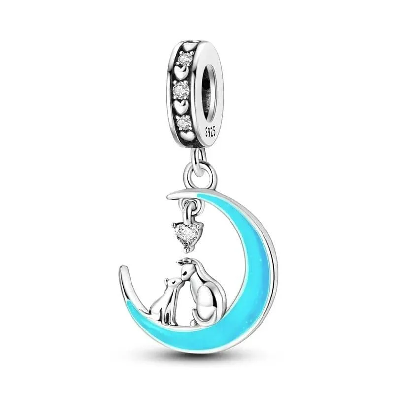 Glow in the Dark Luminous Moon Cat Dangle Charm