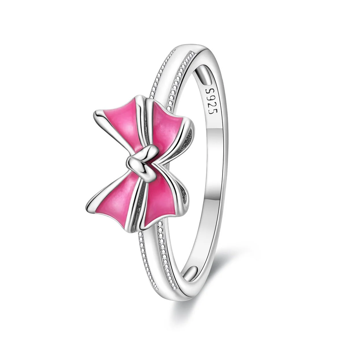 Pink Enamel Bow Ring
