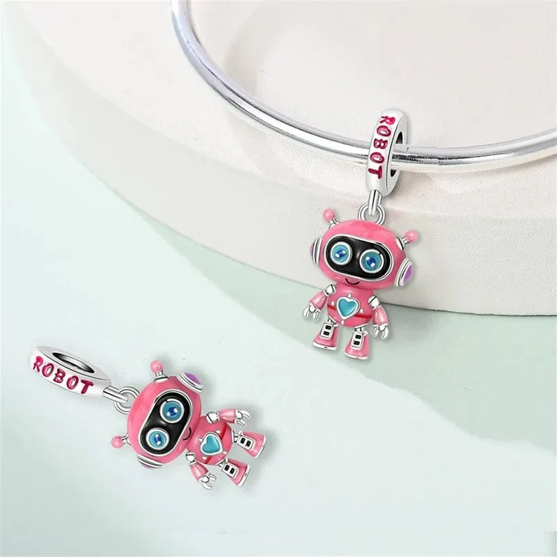 Pink Robot Dangle Charm