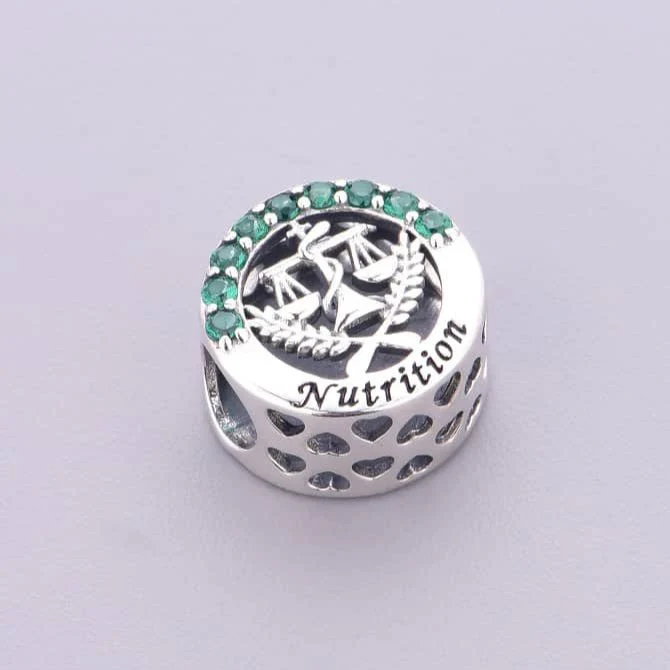 Nutrition Symbol with Green Crystals Charm