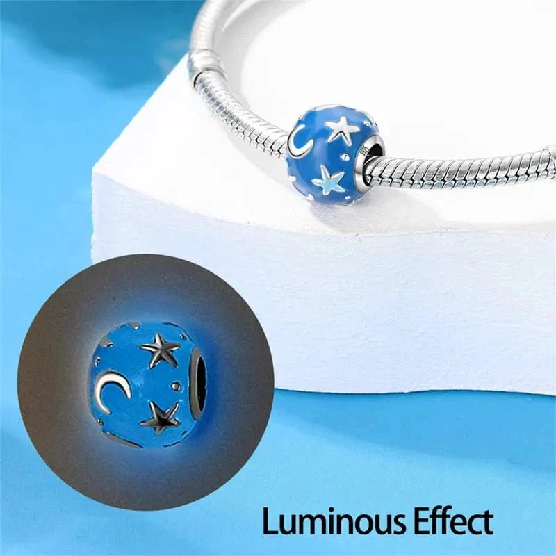 Glow in the Dark Luminous Blue Stars and Moons Charm