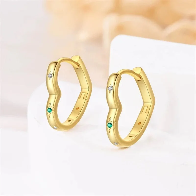 Gold Heart Hoop Earrings
