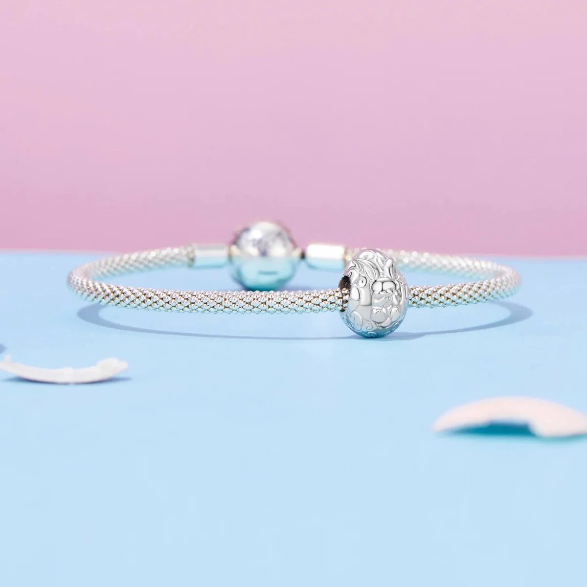 Sleeping Bunny in Floral Egg Charm