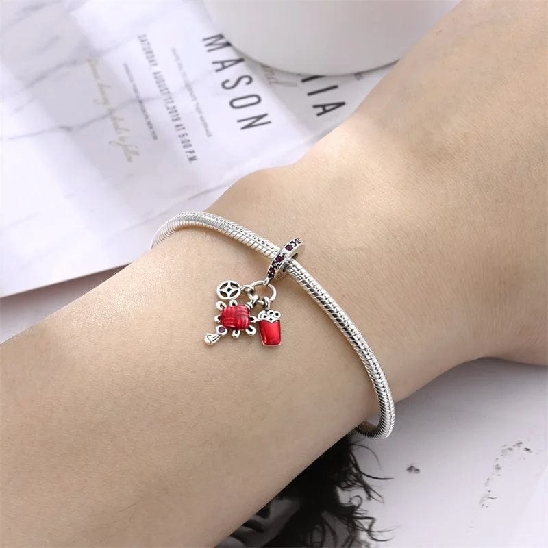 Red Chinese Knot Triple Dangle Charm