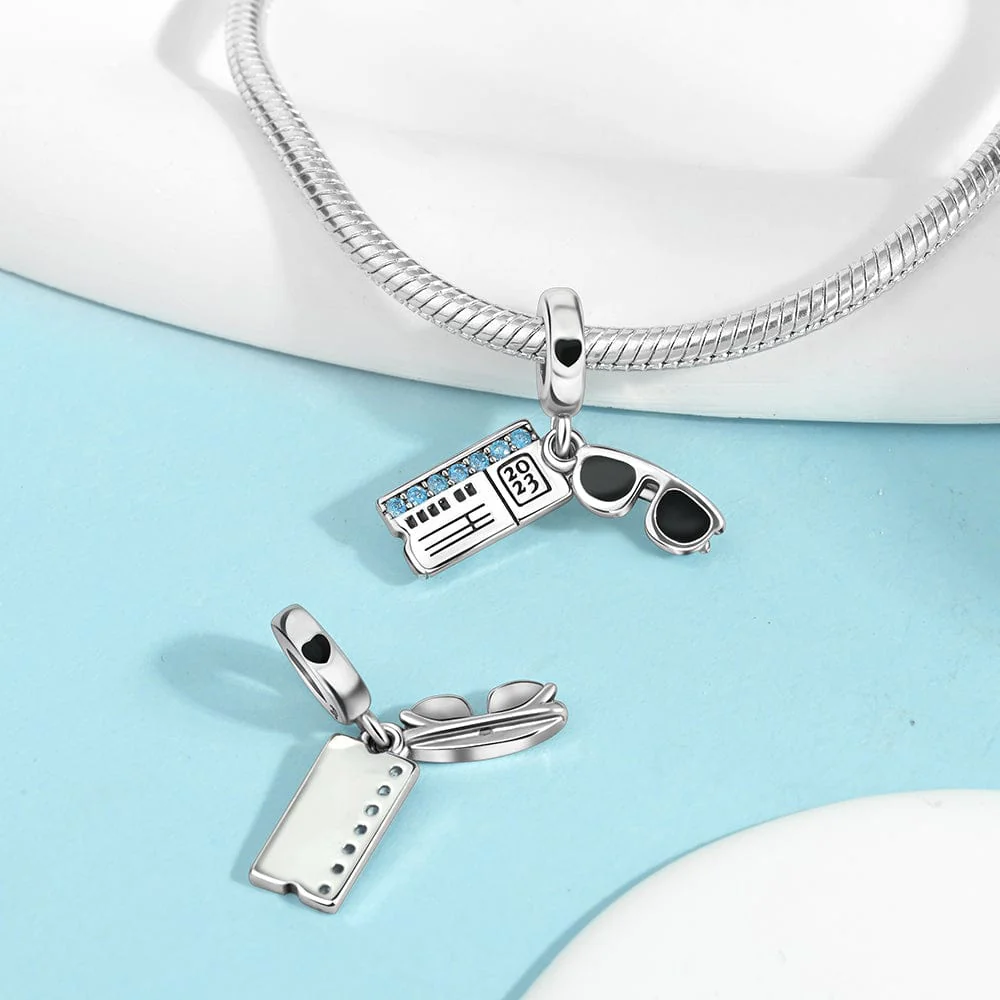 Sunglasses & Boarding Pass Charm – Vacation Travel Theme